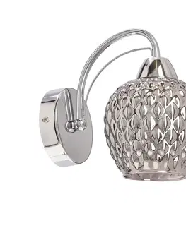 Nástenná lampa TOBIAS chróm 1x40W E27 dymové tienidlo