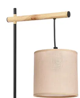 Kombinovaná stolová lampa čierna 1x60W E27 béžové tienidlo