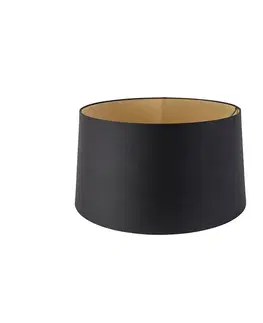 Tienidlo na lampu z bavlny čierne 40/45/25 so zlatým vnútrom