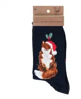 Dámske bambusové ponožky "Festive Fox" Wrendale Designs – vianočná líška