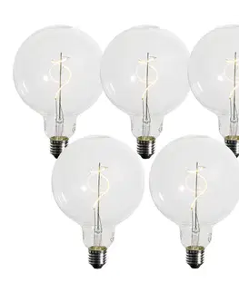 Sada 5 stmievateľných LED žiaroviek E27 so špirálovým vláknom G125 4W 270 lm 2700K