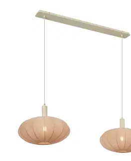 Japandi závesná lampa béžová s látkovým tienidlom 2-svetlá - Bida