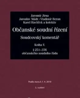 Občanské soudní řízení. Soudcovský komentář. Kniha V. - 3. vydání - Jaromír Jirsa