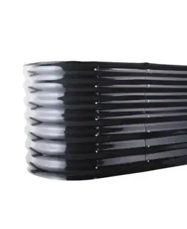 GARDENKUS Záhon vyvýšený, oceľový, oválny, 120x60x43cm, šedý - antracit GARDENKUS