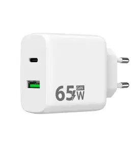 Winner Group - Rychlonabíjací adaptér 2xUSB PD 65W + USB kábel USB-C / USB-C 1m WINGAN65WWH