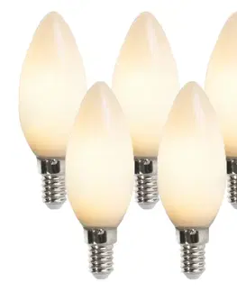 Sada 5 LED sviečkových žiaroviek E14 B35 2W 180lm 2350K