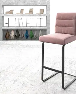 DELIFE Barová stolička Pela-Flex zamat ružová jedálenská stolička plochý kov