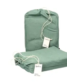 Dekoria Súprava posteľných ľanových obliečok Linen 150x200cm green, 150 x 20 0 cm / 1 poszewka 60 x 50 cm 