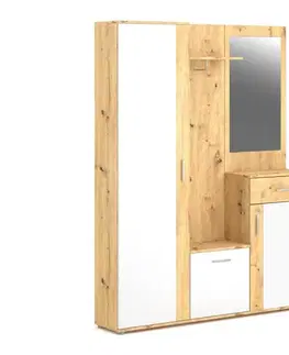 Predsieňová stena so zrkadlom NOLAN, dub artisan/biela 5904804562625