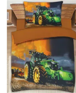 3D obliečky polycotton Traktor zelený 200x140cm+90x70cm TiaHome