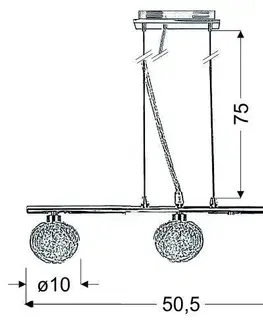Závesná lampa chrómová sklenená guľa v opletení 3x40W Wind
