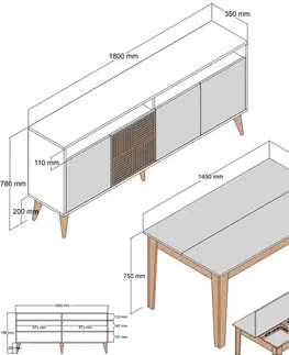 Living Room Furniture Set Milan 523 - Walnut, White