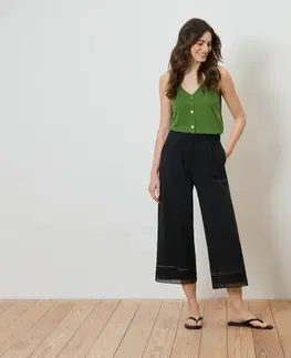 Nohavice culottes s výšivkou