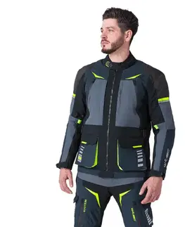 W-TEC Modock bunda čierno-modro-fluo žltá - 3XL