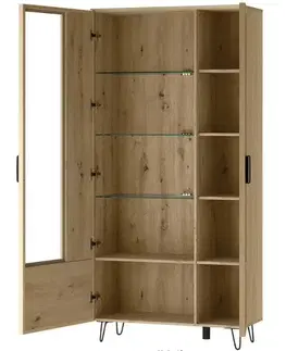 Vitrína z masívu BIMBO 12 s LED, dub divoký / artisan olej