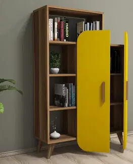 Knižnica Form - Walnut, Yellow