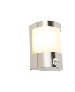 Moderná vonkajšia nástenná lampa z nerezovej ocele s pohybovým senzorom IP44 - Mira