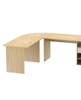 KONDELA Maurus MA11 New rohový pc stolík dub artisan / kašmír