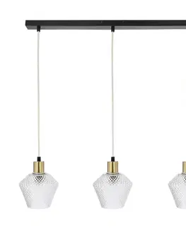 Závesná lampa Greniko čierna 3x40W E14 priehľadné tienidlo