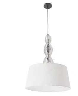 Závesná lampa RAKLI strieborná E27 1x60W s bielym tienidlom, moderná do obývačky, spálne, kuchyne, jedálne, stropné osvetlenie