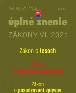 Zákony 2021 VI aktualizácia VI 6 - Zákon o posudzovaní vplyvov na životné prostredie, Zákon o životnom prostredí, Zákon o lesoch