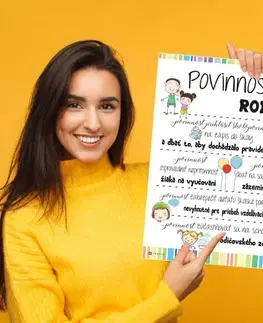 Dekorácie pre školy - Povinnosti rodiča - tabuľka na stenu