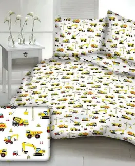 Obliečky bavlnené Stavebné stroje TiaHome - 1x Vankúš 90x70cm, 1x Paplón 140x200cm