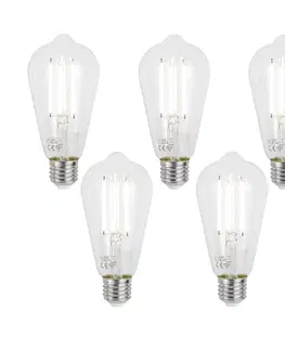 Sada 5 ks Inteligentné stmievateľné LED žiarovky E27 ST64 číre 7W 806lm 2700-6500K