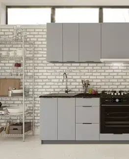 DAISY K 240 jednoduchá kuchynská linka 240 cm, grafit/sivá