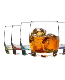 Kinekus Pohár na whisky 290 ml ADORA sklo, farebné dno 6 ks sada