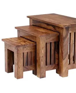 Odkladacie stolíky sada 3ks indický masív palisander