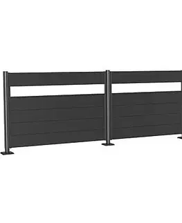 Biohort Zástena na ochranu súkromia BIOHORT s akrylovým panelom - výška 137 cm (tmavo šedá metalíza) 145 × 137 × 4,4 cm