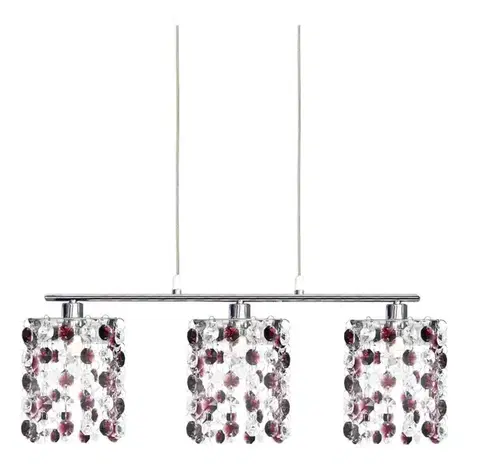 Závesná lampa chróm/bordové kryštály 3xG9 Classic