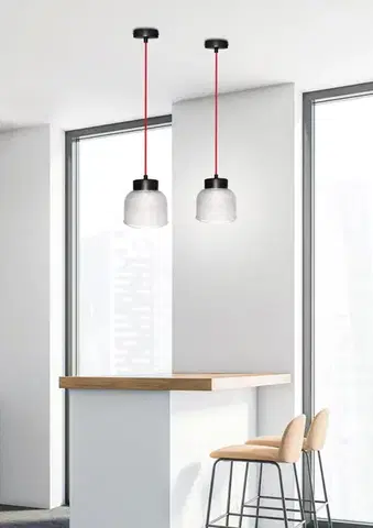 Závesná lampa 15cm číry/červený kábel Liverpool Ledea