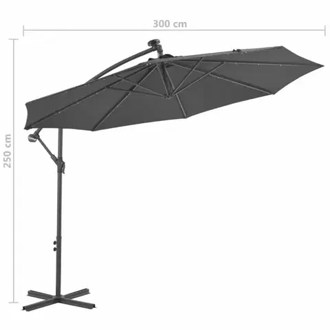 Konzolový slnečník s LED svetlami Ø 300 cm