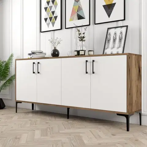 Konzolový stolík Kiev - Walnut, White