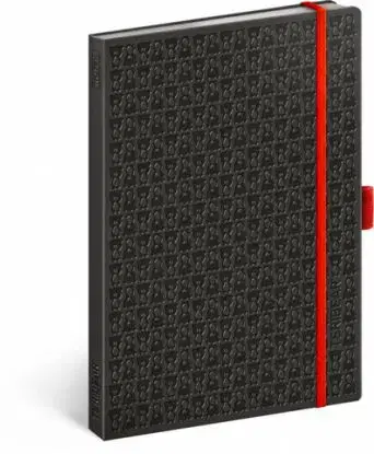 Teribear notes s gumičkou, Týždenný A5, čierna