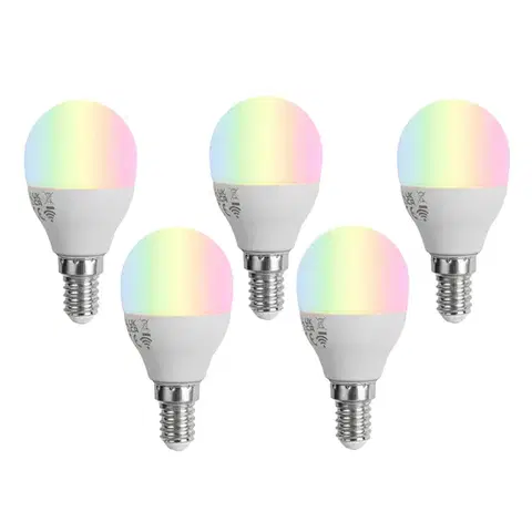 Sada 5 Smart E14 LED žiaroviek G45 Opál RGBW 4.9W 470 lm 2700-6500K