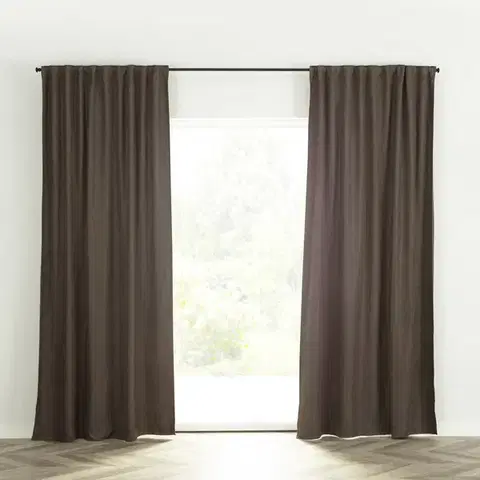 Dekoria Záves BASIC s navliekacou riasiacou páskou 140x280 cm hnedo šedý 1 ks., 140 x 280 cm