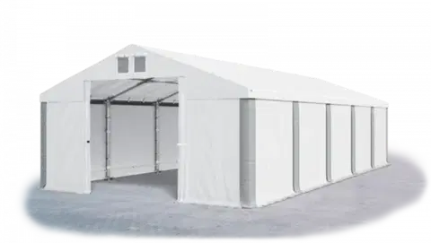 Skladový stan 5x10x2,5m strecha PVC 560g/m2 boky PVC 500g/m2 konštrukcie ZIMA PLUS Bílá Bílá Šedá