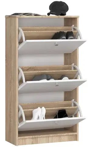 Botník Marienne 60 cm - 3 dvierka dub sonoma/biely