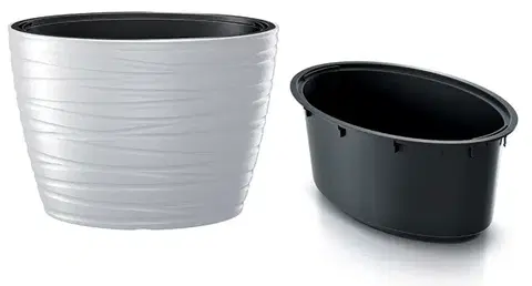 Oválny kvetináč s vložkou Maxe biely 58,5cm