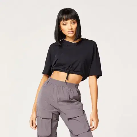 SQUATWOLF Dámske tričko Code Crop V Neck Black  XS