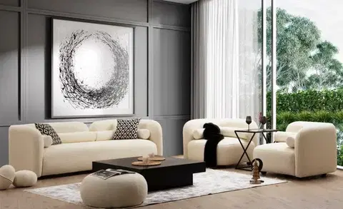 Trojmiestna pohovka Victoria 228 cm boucle krémová