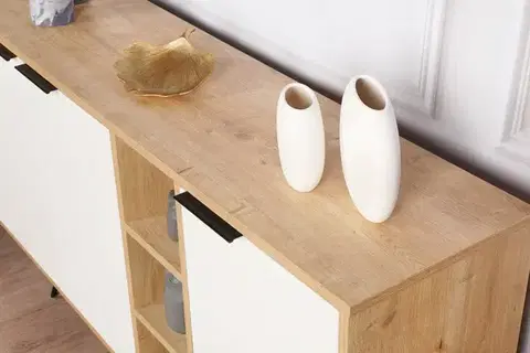 Konzolový stolík Clara Console - Oak, White