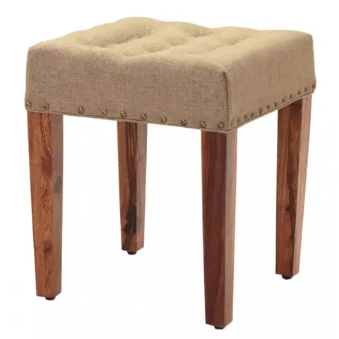 Polstrovaný taburet s poťahom 40x45x40 indický masív palisander