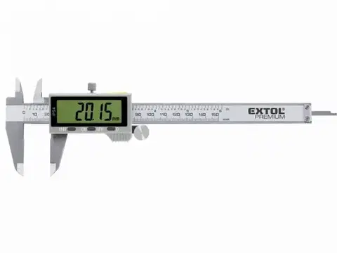 EXTOL PREMIUM Meradlo posuvné digitálne, 0-150mm, rozlíšenie 0,01mm, presnosť 0,02mm, USB výstup