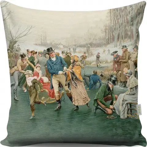 Vianočný dekoračný vankúš TUNES VI 43x43 cm zelený/biely