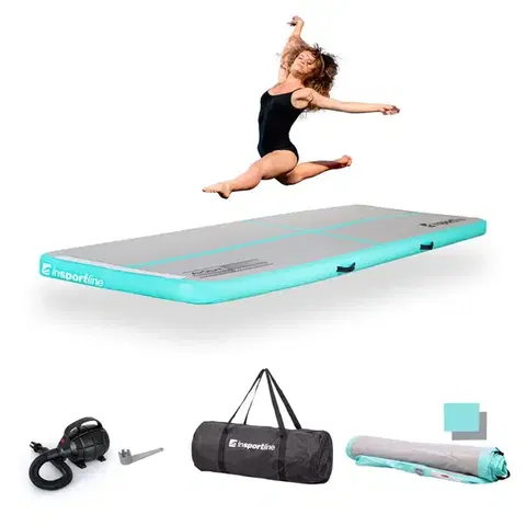 Airtrack inSPORTline Airstunt 300x100x10 cm bielo-modrý s elektrickou pumpou