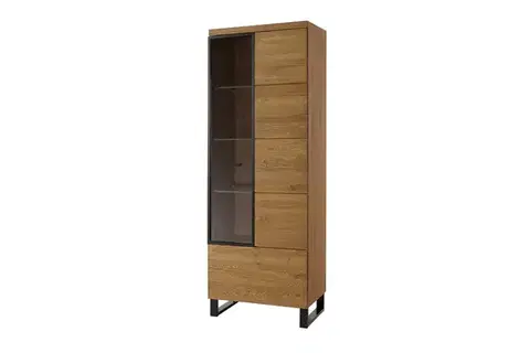 MAGNOLIA 11 vysoká vitrína, pravá, dub rustikal/čierna